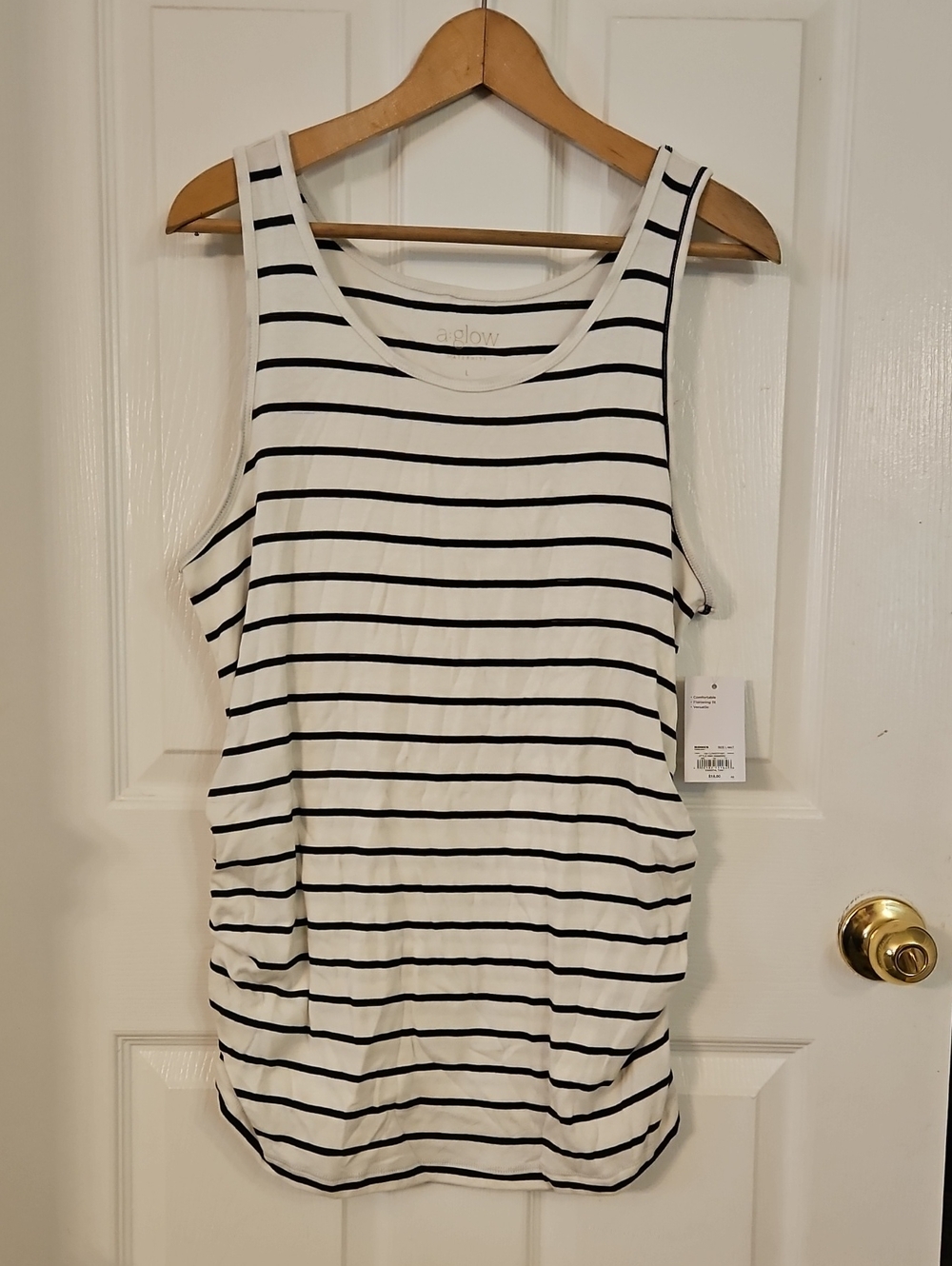 a:glow White Tank with Black Stripes